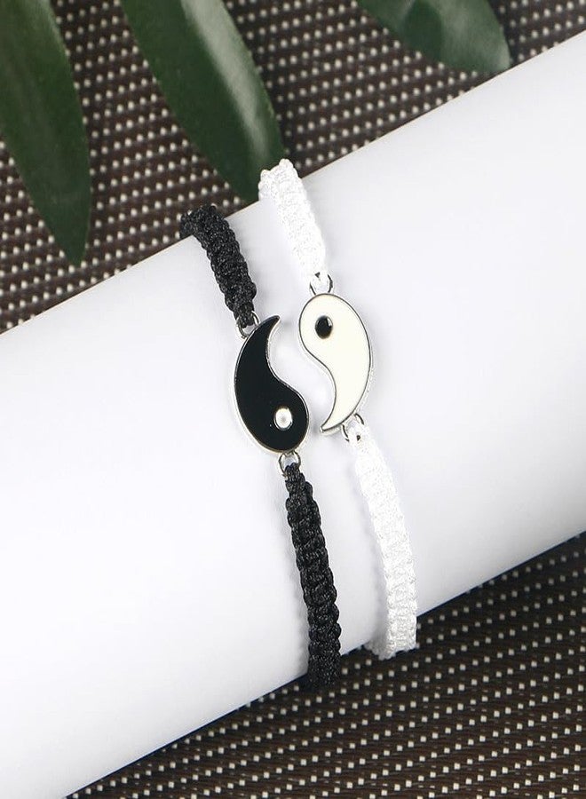WENGIFT Best Friend Bracelets with Adjustable Cord for Two Matching Yin Yang for Couples, Lovers, Friends, Boyfriend & Girlfriend, His & Hers - Valentines Gift - Image 5